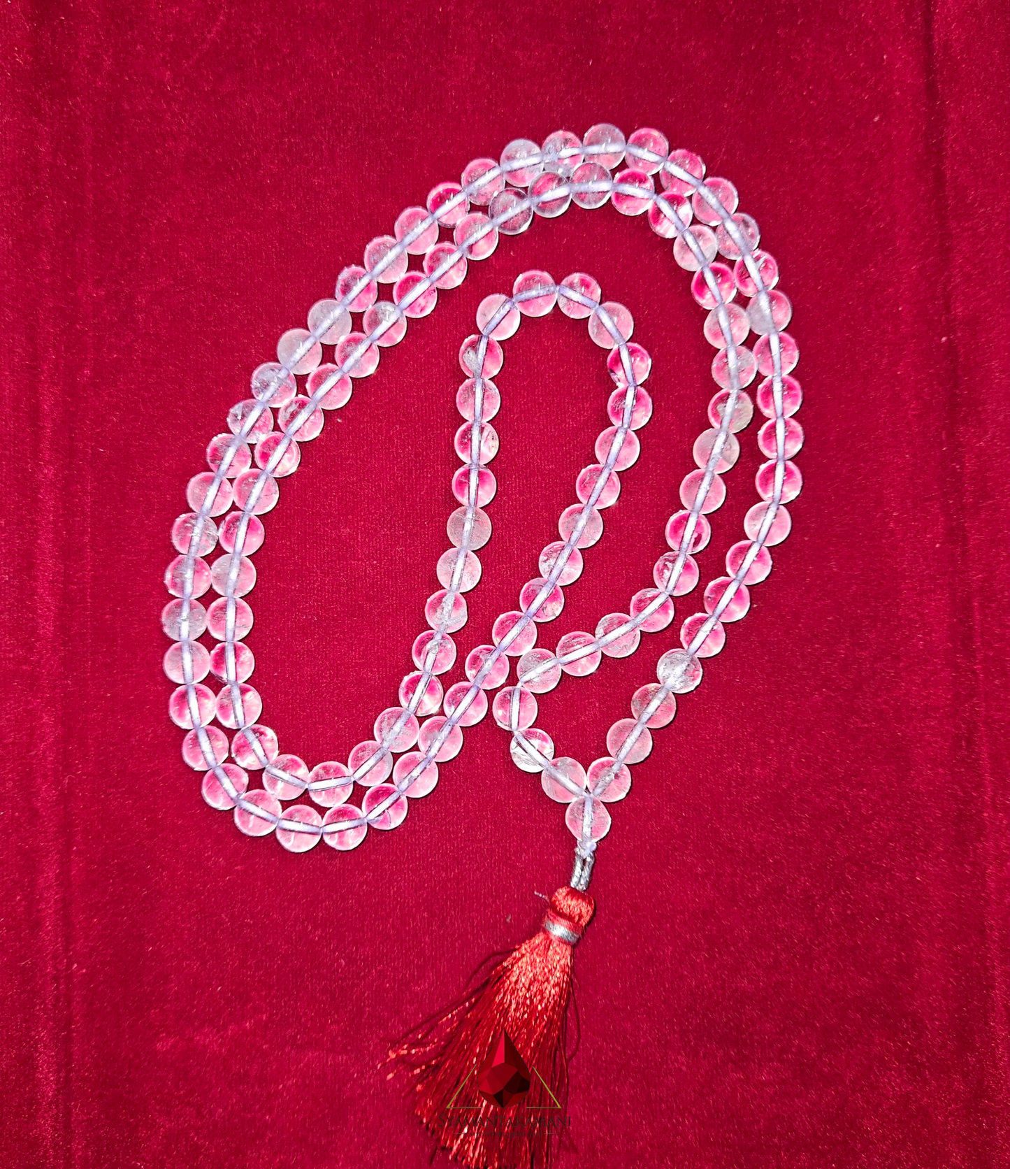 Natural Clear Quartz (Spadikam or Spatik) Mala (Long Chain) 108 Beads