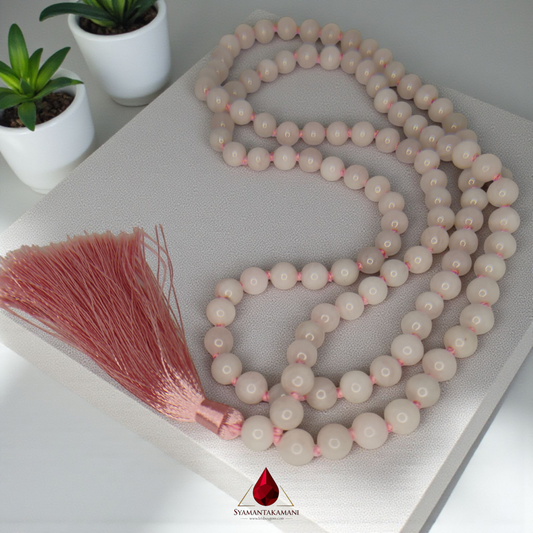 Natural Rose Quartz Mala (Long Chain) 108 Beads