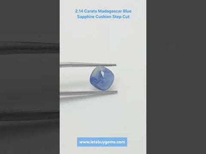 Natural Blue Sapphire 2.14 Carat Untreated (Neelam) From Madagascar Cushion Step Cut