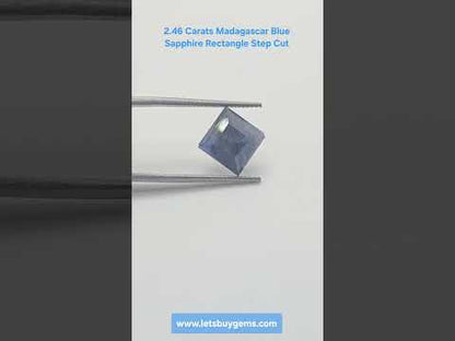 Natural Blue Sapphire 2.46 Carat Untreated (Neelam) From Madagascar Square Step Cut