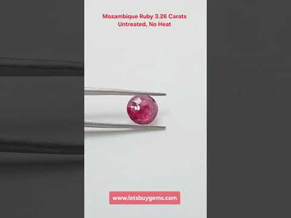 Natural Ruby 3.26 Carats Round Mixed Cut AA+ Grade from Mozambique The Crimson Monarch