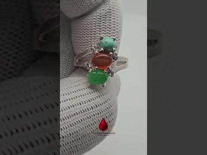3P Sterling Silver Ring in AD Setting