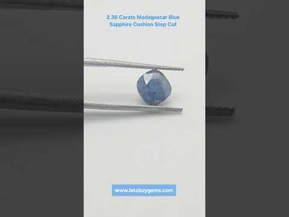Natural Blue Sapphire 2.36 Carat Untreated (Neelam) From Madagascar Cushion Step Cut