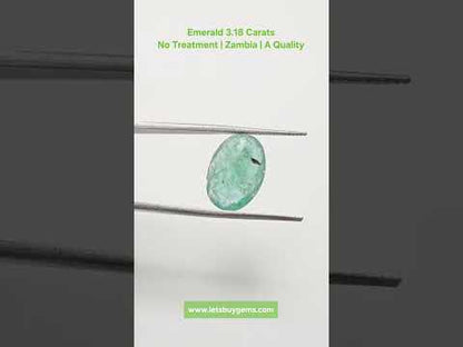 Natural Emerald 3.18 Carat From Zambia A Quality Oval