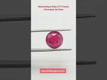 Natural Ruby 3.77 Carats Round Mixed Cut AA Grade from Mozambique