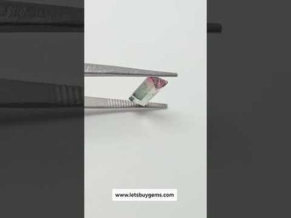 Natural Tourmaline (Watermelon) From Brazil 1.53 Carats AAA Quality Rectangle Step Cut The Bi-Colour Wonder