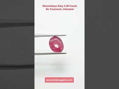 Natural Ruby 3.46 Carats Oval Mixed Cut AA Grade from Mozambique