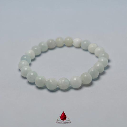 Natural Aquamarine Beaded Bracelet 8mm The Serene Current