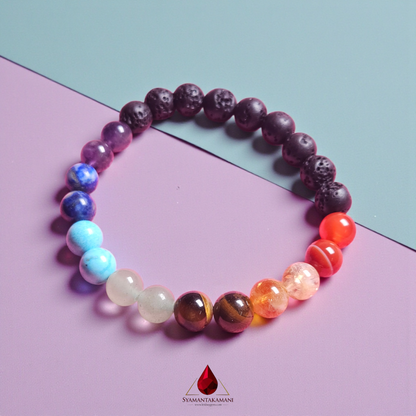 Natural Premium 7 Chakra Lava Stone Bracelet 8mm beads