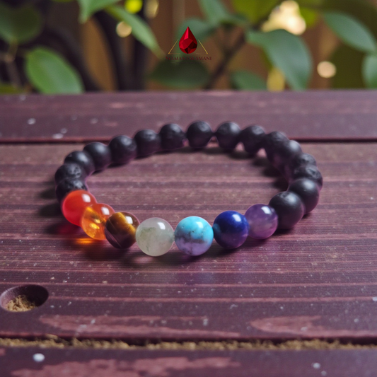 Natural 7 Chakra Lava Stone Bracelet 8mm beads