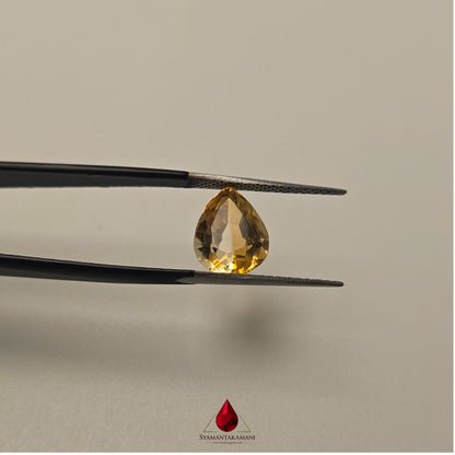 Natural Citrine 3.45 Carats Unheated Untreated From Brazil Tear Drop Cut