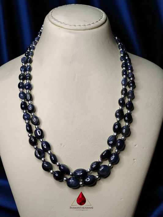Premium Customised Double-Layer Blue Sapphire Necklace The Celestial Elegance