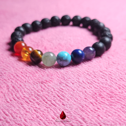 Natural 7 Chakra Lava Stone Bracelet 8mm beads