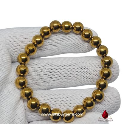 Polished Golden Hematite Bracelet 8mm beads