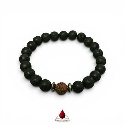 Natural Lavastone and Sacred Rudraksha Bracelet 8mm Beads The Cosmic Anchor