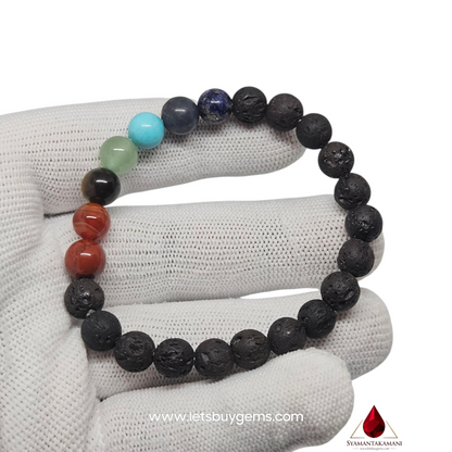 Natural 7 Chakra Lava Stone Bracelet 8mm beads