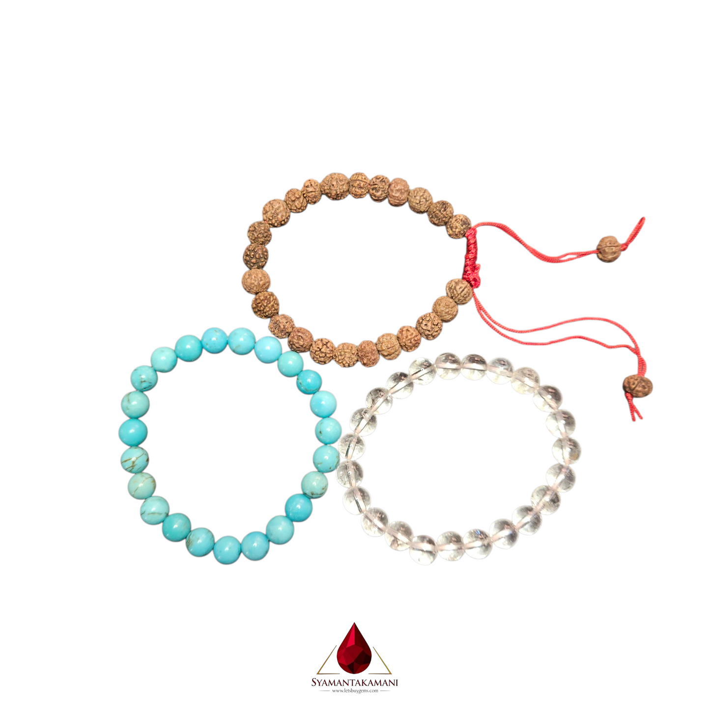 The Spiritual Wellness Trio Turquoise Spadikam and Rudraksham