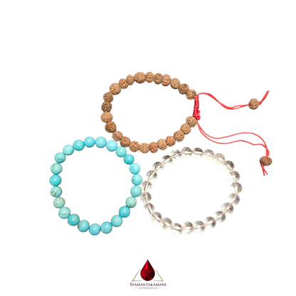 The Spiritual Wellness Trio Turquoise Spadikam and Rudraksham
