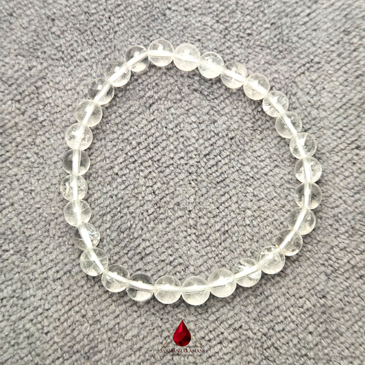 Natural Clear Quartz Spadikam or Spatik Bracelet 6mm beads