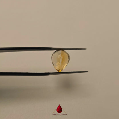 Natural Citrine 3.45 Carats Unheated Untreated From Brazil Tear Drop Cut