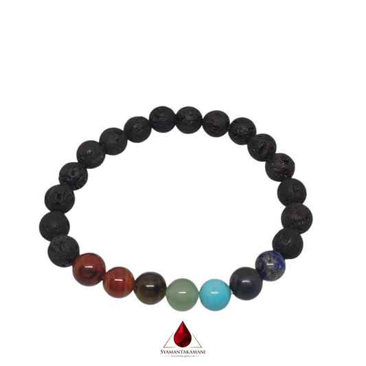 Natural 7 Chakra Lava Stone Bracelet 8mm beads