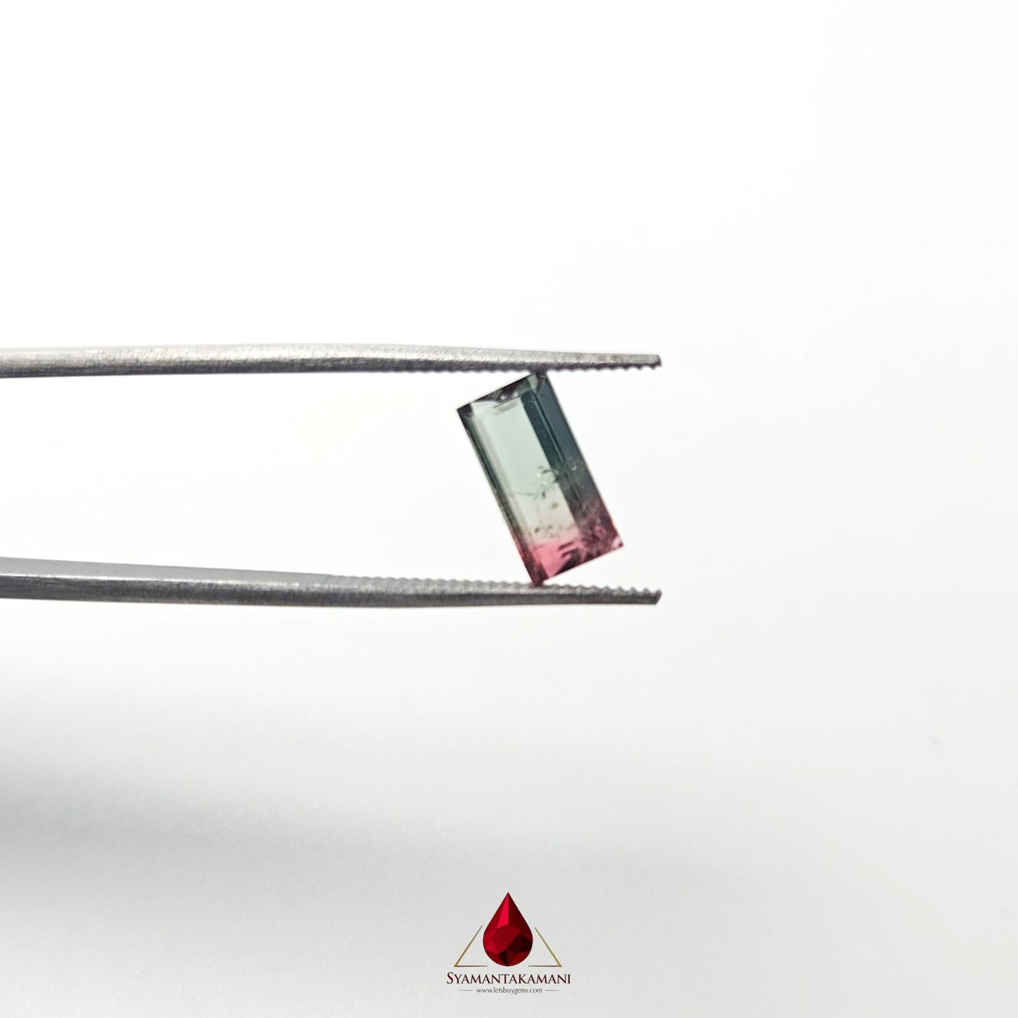 Natural Tourmaline (Watermelon) From Brazil 1.53 Carats AAA Quality Rectangle Step Cut The Bi-Colour Wonder