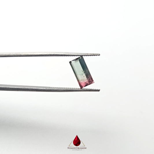 Natural Tourmaline (Watermelon) From Brazil 1.53 Carats AAA Quality Rectangle Step Cut The Bi-Colour Wonder