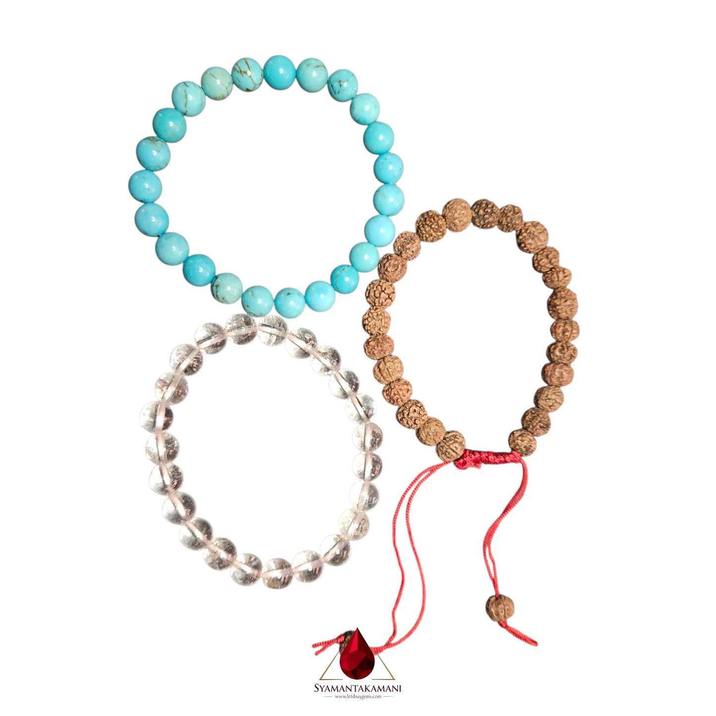 The Spiritual Wellness Trio Turquoise Spadikam and Rudraksham