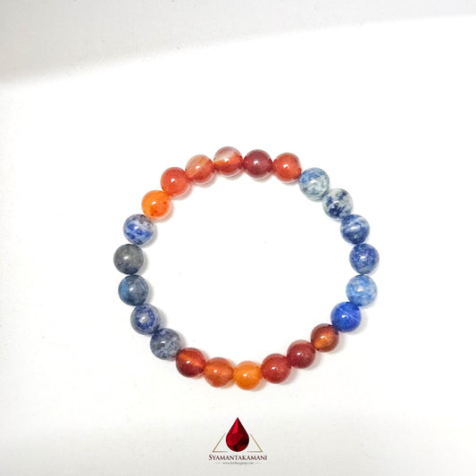 Natural Lapis Lazuli with Carnelian 8mm Bead The Learner Bracelet