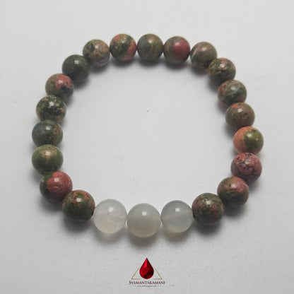 Natural Unakite & Moonstone 8mm Bead Healing Bracelet The Sacred Motherhood & Divine Feminine