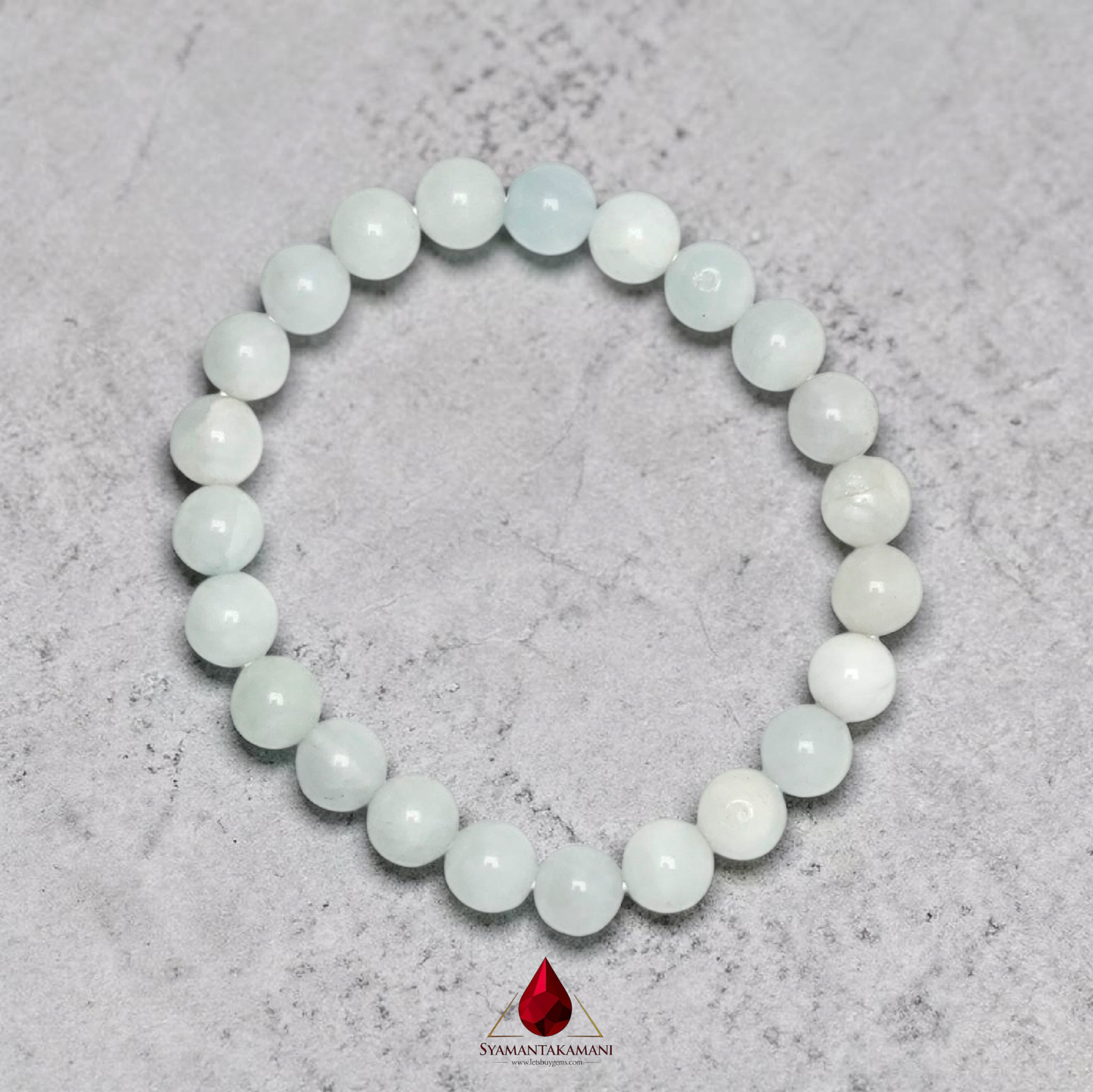 Natural Aquamarine Beaded Bracelet 8mm The Serene Current