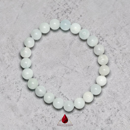 Natural Aquamarine Beaded Bracelet 8mm The Serene Current
