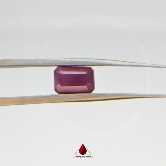 Ruby Rectangle 2.30 Carats Natural Untreated Ruby from Karnataka The Heritage Gem